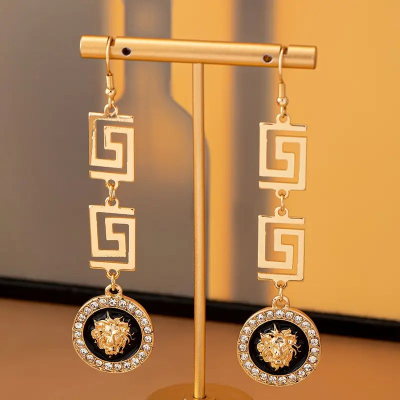 Imported Lion Emblem Necklace & Earrings